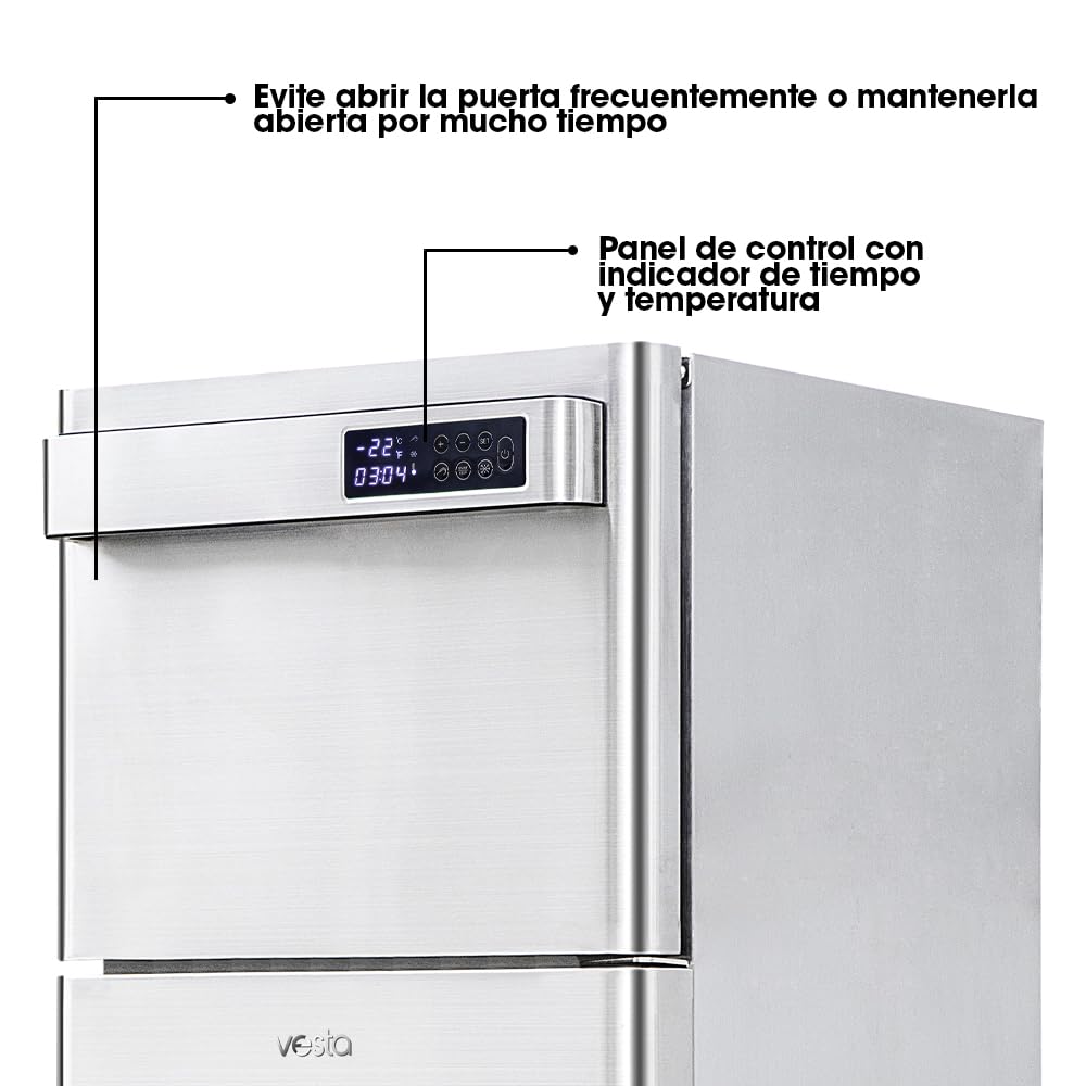 Vesta Precision Abatidor de Temperatura Compacto BF100 con Capacidad de Carga 2 Bandejas - GN 1/2 | Hasta 4kg de Producción | Arcón Congelador para Enfriar y Congelar Alimentos en Tiempo Reducido