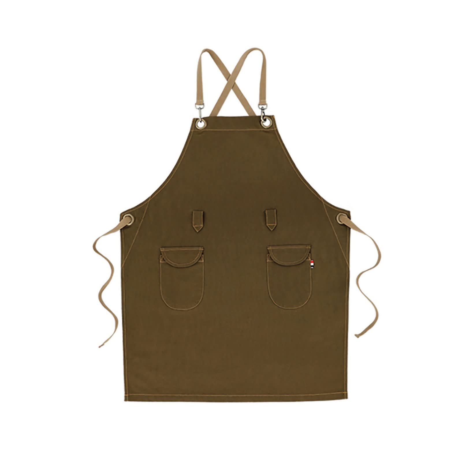 Delantal de lona impermeable para restaurante, cafetería, leche, té, tienda, trabajo, camarero, florería, pintura, horneado (marrón)