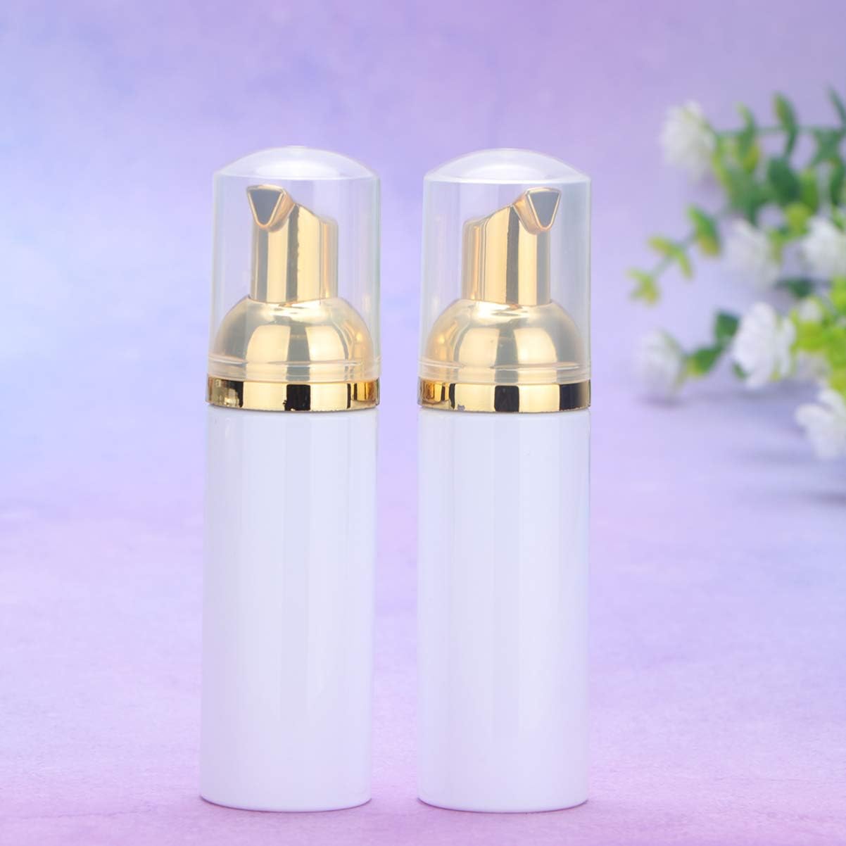 Shampoo Clear Container 6Pcs Foam Bottle with Pump, Empty Travel Foaming Dispensers Plastic Foam Pump Bottles for Shampoo, Body Wash, Golden Airless Pump Bottles Soap Dispenser