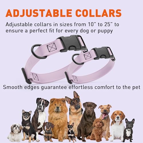 Image of Dogline Biothane Waterproof Dog Collar with Quick Release Buckle Strong Coated Nylon Webbing with Odor- Proof for Easy Care Easy to Clean Fits Small Medium Large Dogs, Lavender 1 inch W 15-23 inch L