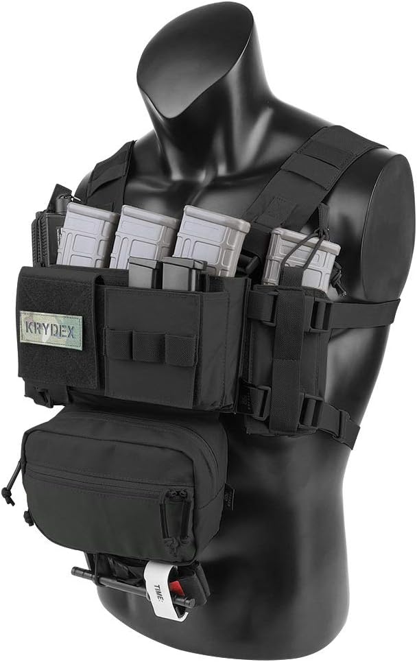 KRYDEX Micro Chest Rig with 5.56/7.62 Magazine Holder,Wing Pouches,Dangler Pouch,Fat Strap Shoulder Harness Set