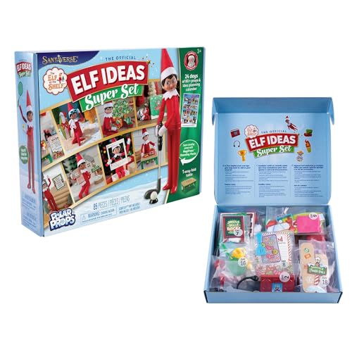 The Elf on the Shelf 24-Tage-Super-Set - Offizielle The Elf on the Shelf Ideen für 24 Tage Elfenzauber - 80+ Requisiten, MagiFreez Stehhose und Planungskalender - Ab 3 Jahren