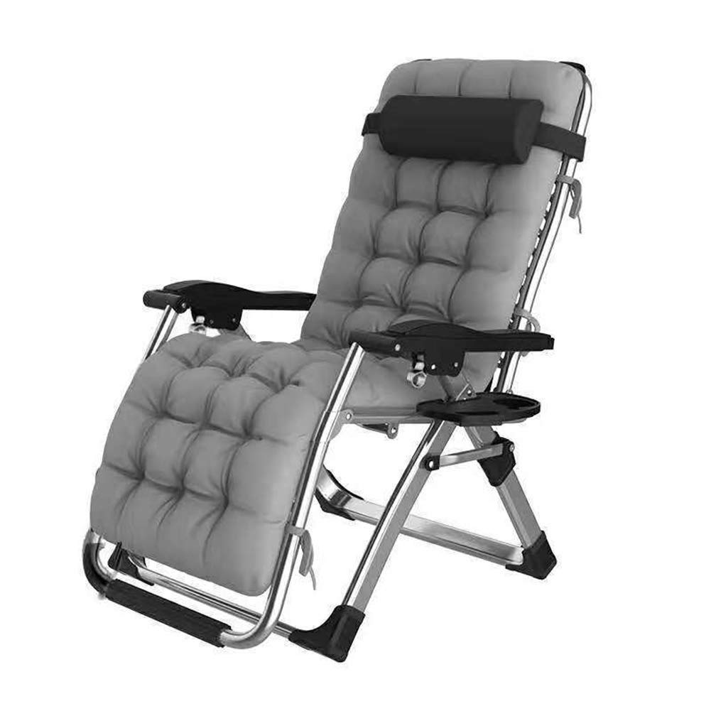 Chaise Longue de Patio Zéro Gravité Pliante Grise avec Coussin