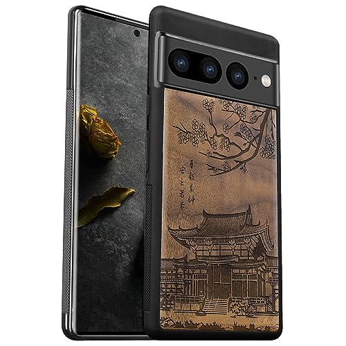 Étui bois Pixel 7 Pro avec pare-chocs TPU souple anti-rayures
