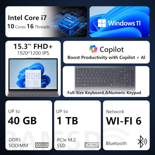 Image of Lenovo IdeaPad Slim 3 Laptop,15.3 inch 2K, Core i7-13620H,16GB RAM+512GB SSD