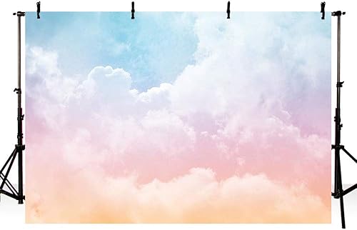 MEHOFOND Telón de fondo de nube arcoíris de 7 x 5 pies para decoraciones de fiesta de cumpleaños, colorido cielo niña, fondo de fotografía de