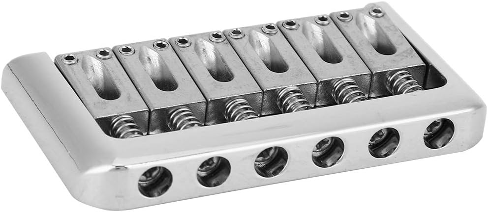 Guitar Bridge, Metal 6 Strings Fixed Hardtail Guitar Bridge Saddle with 4Pcs Screws for Electric Guitar(Silver)