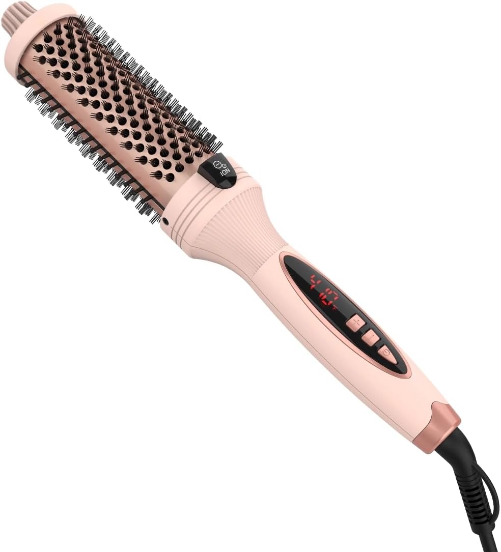 IUIBeauty 3-in-1 Thermal Brush for Hair – Straightens, Volumizes & Curls with Negative Ion Technology, Digital Display, Pink IUIBeauty 3-in-1 Thermal Brush for Hair – Straightens, Volumizes & Curls with Negative Ion Technology, Digital Display, Pink