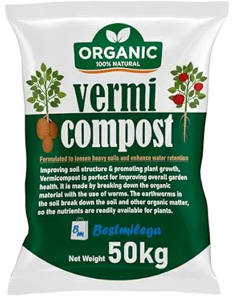 BEST MILEGA Vermicompost for Plants 50kg | Khaad for Gardening Home | Organic Fertilizer | Compost for Plants Home Garden 50kg