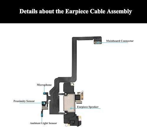 Miniatura 10 de Para iPhone 11 Pro Max Reemplazo de altavoz y auricular pieza de oído Sensor de luz de proximidad Cable flexible con herramientas de reparación