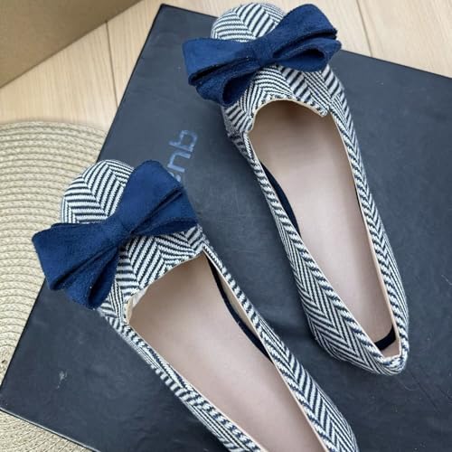 Image of WENJIAZHIZHI Square Toe Bow Ballet Slip-On | Classic Suede Finish,Chic Bow Detail,Effortless Everyday Style,Wedding Party Office,Plus Size Available