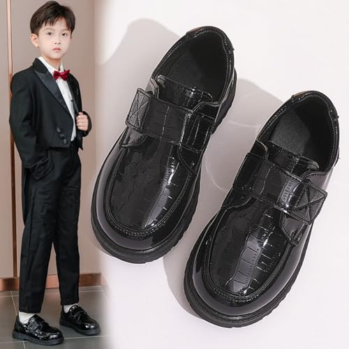 Boys School Uniform Shoes Dressy Chunky Classical Casual Round Toe Boots Adjustable Kids Non-Slip Leather Shoe2
