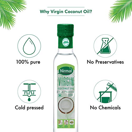 Image of Klf Nirmal Cold Pressed Virgin Coconut Oilm, 500 Ml & Nirmal Cold Pressed Virgin Coconut Oil | 250 Ml