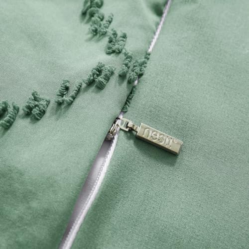 Image of Hearth & Harbor Boho Bedding Sets & Collections - Boho Duvet Cover Twin, 2 Piece Twin Duvet Cover Set, Double Brushed Green Duvet Cover with Zipper Closure, 1 Duvet Set 68x90 inches and 1 Pillow Sham