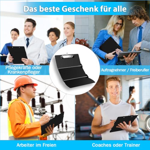Dealswin Dossier A4 incluant planchette à pince et classeur – Conférence aluminium 3 couches, planchettes pliables, pochette classeur pour étudiants, infirmières et bureaux (Noir) – vue 4