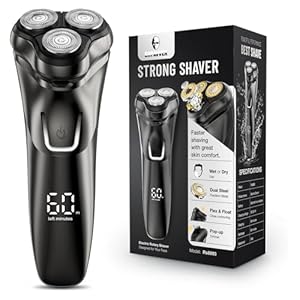 Electric Razor for Men Cordless: Wet/Dry Rotary Shaver Waterproof – USB Fast Charging & Sensitive Skin Care – Pop up Trimmer & Precision Blades