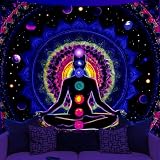 WEBEEDY Schwarzlicht Sieben Chakra Wandteppich Yoga 