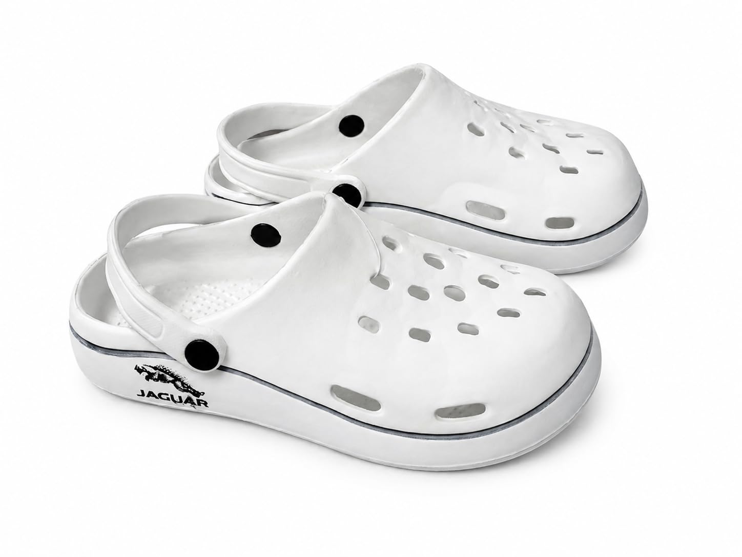 Men's Clog Sandals, White, Ventilated Slip-On with Adjustable Back Strap-image-0