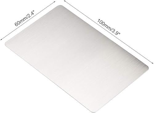 Miniatura 9 de uxcell Tarjeta de metal en blanco de 3.937 x 1.969 x 0.016 in, placa de acero inoxidable 201 cepillado para bricolaje impresión láser grabado tono