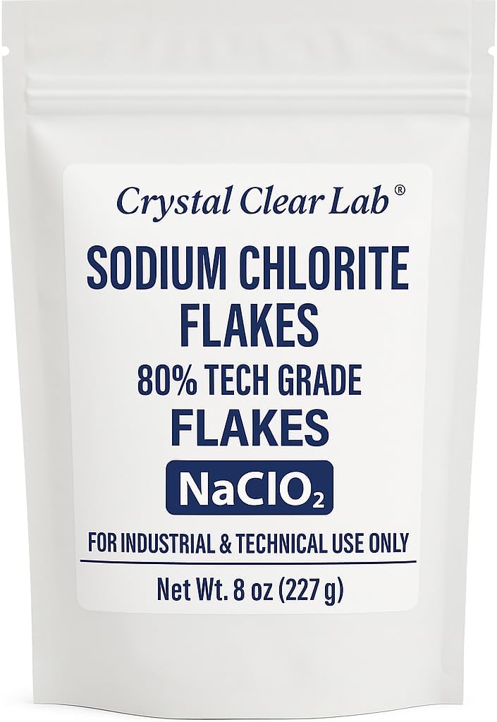 Crystal Clear Lab Sodium Chlorite 80% Flakes - 8oz Tech Grade Powder, 240g (1 Bag)