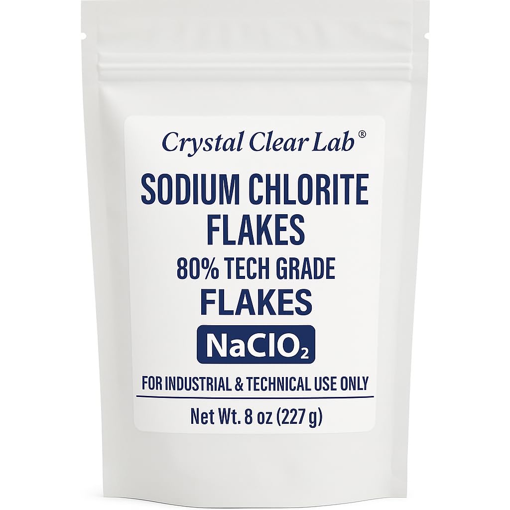Crystal Clear Lab Sodium Chlorite 80% Flakes - 8oz Tech Grade Powder, 240g (1 Bag)