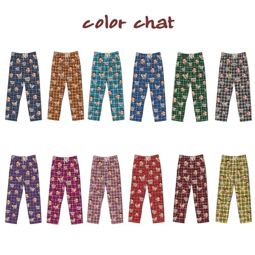 Personalized Pajamas Pants Custom Plaid Funny PJ Pant Design with Face Buffalo Pajama Bottoms2