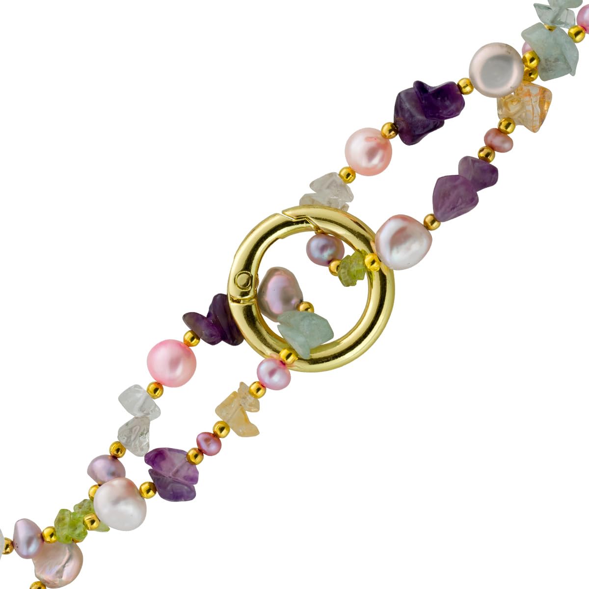 Ch.Abramowicz Perlenkette Edelsteinkette Peridot Amethyst Citrin Aquamarin Bergkristall 88cm 90