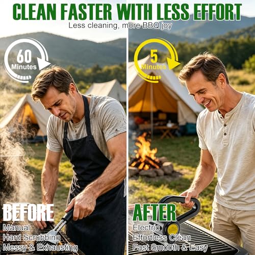 Electric Grill Brush for Outdoor Grill - 4400mAh Rechargeable BBQ Grill Cleaner with LED Light/Screen,150-Min Runtime Cordless Grill Cleaning Brush for Barbecue Grates, No Bristle Shedding by ZRYBOMY - Used condition - Image 5