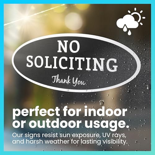 Image of ExcelMark No Soliciting Sign for House or Business - Durable Indoor /Outdoor Sign - Easily Attach to Front Door - UV and Weather Resistant (Medium - 2.8 inchx 7 inch, Black with White Letters)