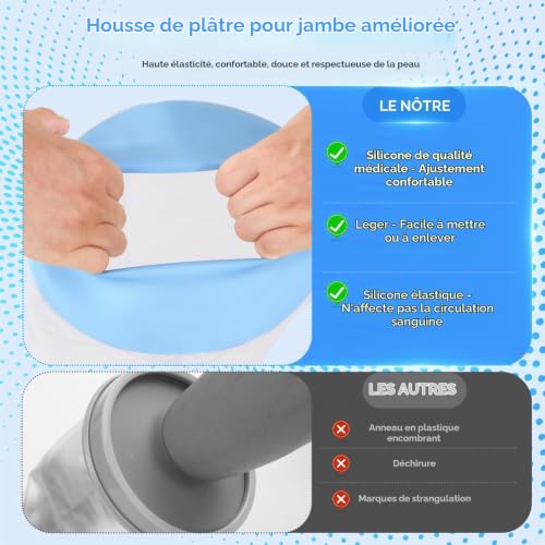 AMSGANK Protection Platre Jambe Adulte, Protège-plâtre Jambe Etanche et Réutilisable Protection Jambe Douche Protecteur de Bandage Sac Douche Platre pour la Jambe Cassée, le Pied – vue 5