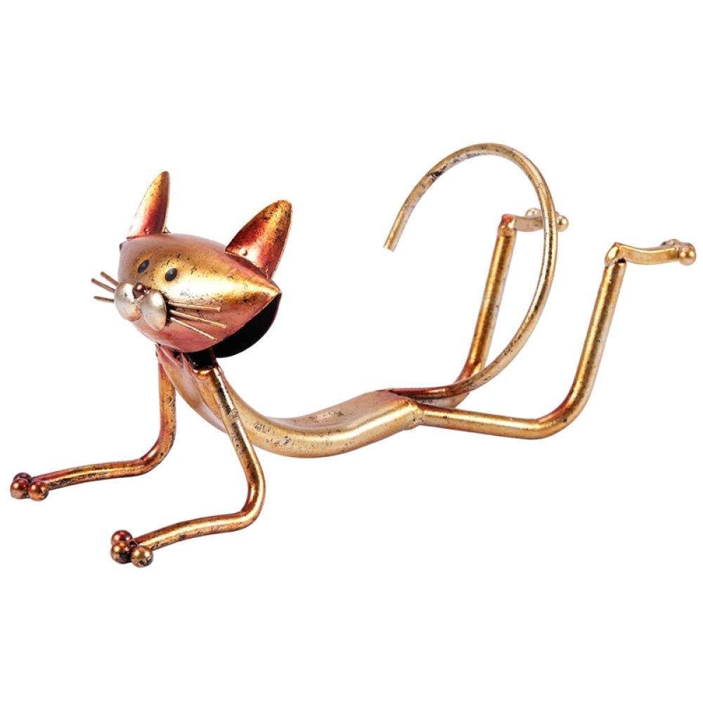 Porte-vin chat yoga en métal jaune idéal pour sublimer vos dîners et tables de fête
