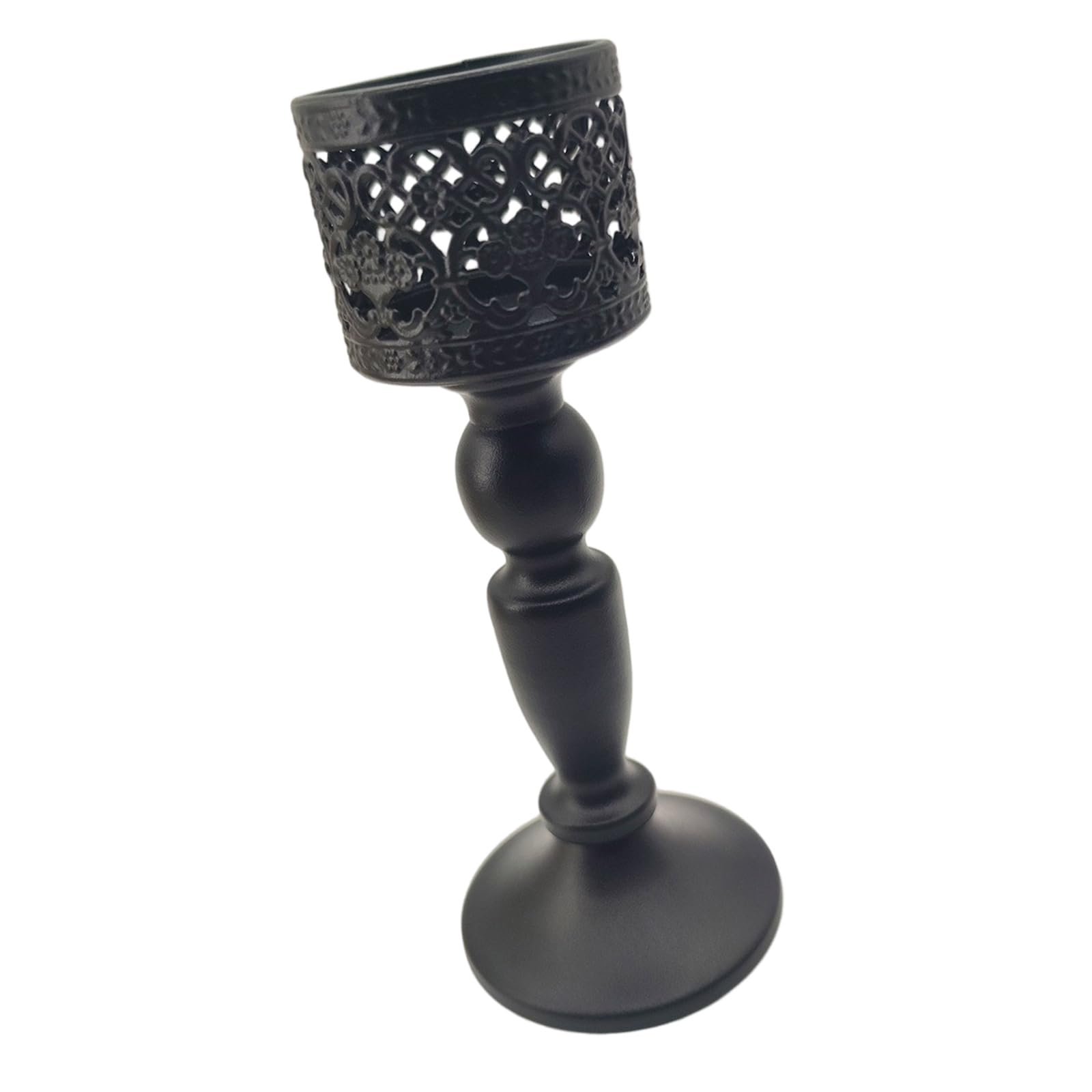 Ekoama Elegant European Wrought Iron Candle Holders With Intricate Cutout Design For Home Table Decors And Romantics Ambiances