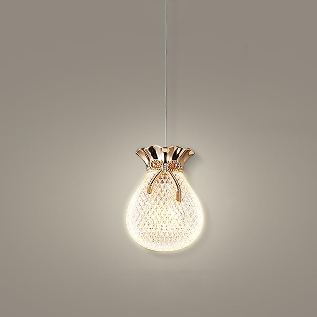HXYSXHJUO G9 modern lucky bag chandelier, simple dining room creative bedroom hall lamp, living duplex staircase villa lamp,Gold,Single head