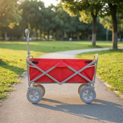 Carrito de mano plegable con ruedas cuádruples estables y bolsa ahorra espacio 7