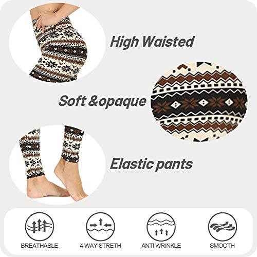 ZOOSIXX Leggings de cintura alta para mulheres – Calça estampada com controle de barriga macia e fin
