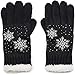 Produktbild styleBREAKER Damen Handschuhe mit gestickten Schneeflocken, Strass und Fleece, warme Thermo Winter Strickhandschuhe 09010020, Farbe:Schwarz