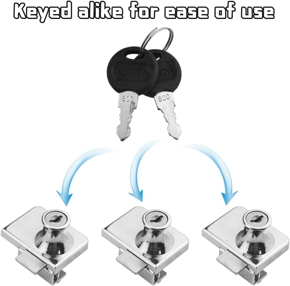 TOVOT Glass Cabinet Locks with Same Keys Double Opening Glass-Door Locks for Display Cabinet Showcase (2, Silver)