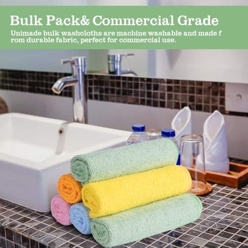 Image of UNIMADE Washcloths Bulk 10 Pack Face Towels (12 inch x 12 inch), Highly Soft Wash Cloths and Hand Towels, Fast Drying Multi-Purpose Microfiber Cleansing Cloths for Bathroom, Hotel, Spa, and Salon-Multicolor