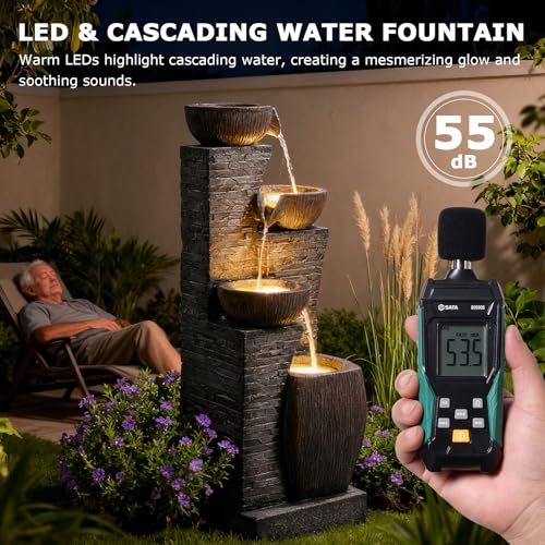 Image of 38.2 inch Tall Water Fountain Outdoor Garden 4 Tiers Modern Fountains