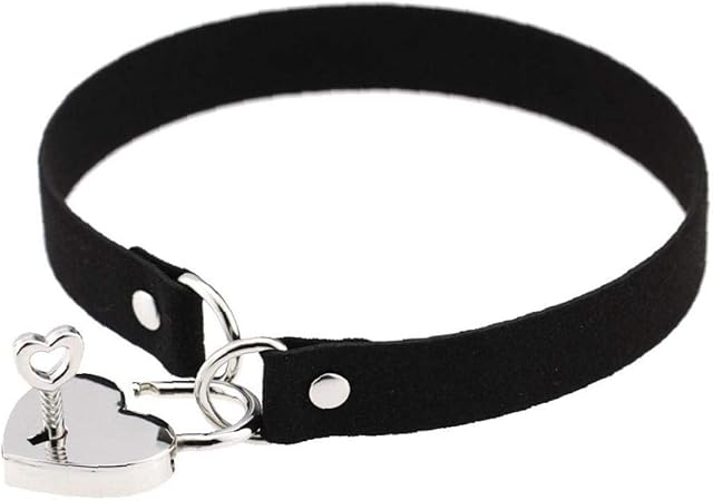 Bontand Leather Punk Collar Love Lock Chokers for Women Heart Alloy Statement Choker Necklace Neck Jewelry for Female