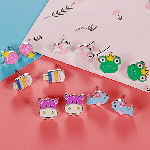 Image of 30 Pairs Hypoallergenic Earrings for Girls Sensitive Ears with Stainless Steel Post -Assorted Cute Stud Earrings for Teens Girls Women