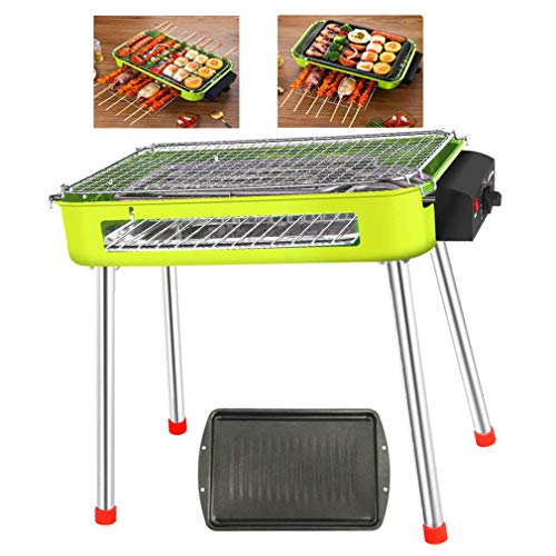 Doppelschicht-Spieß Elektrischer rauchfreier Grill-Tischgrill, Antihaft-Teppich-Teppanyaki-Grill, Faltbarer Grillofen mit großer Kochfläche und