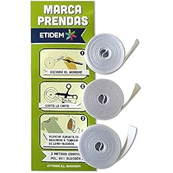 Haberdashery Online 9 Metros de Cinta en Tela Blanca termoadhesiva. hasta 150 Etiquetas para Planchar, Personalizar con boli. No Incluye bolígrafo.