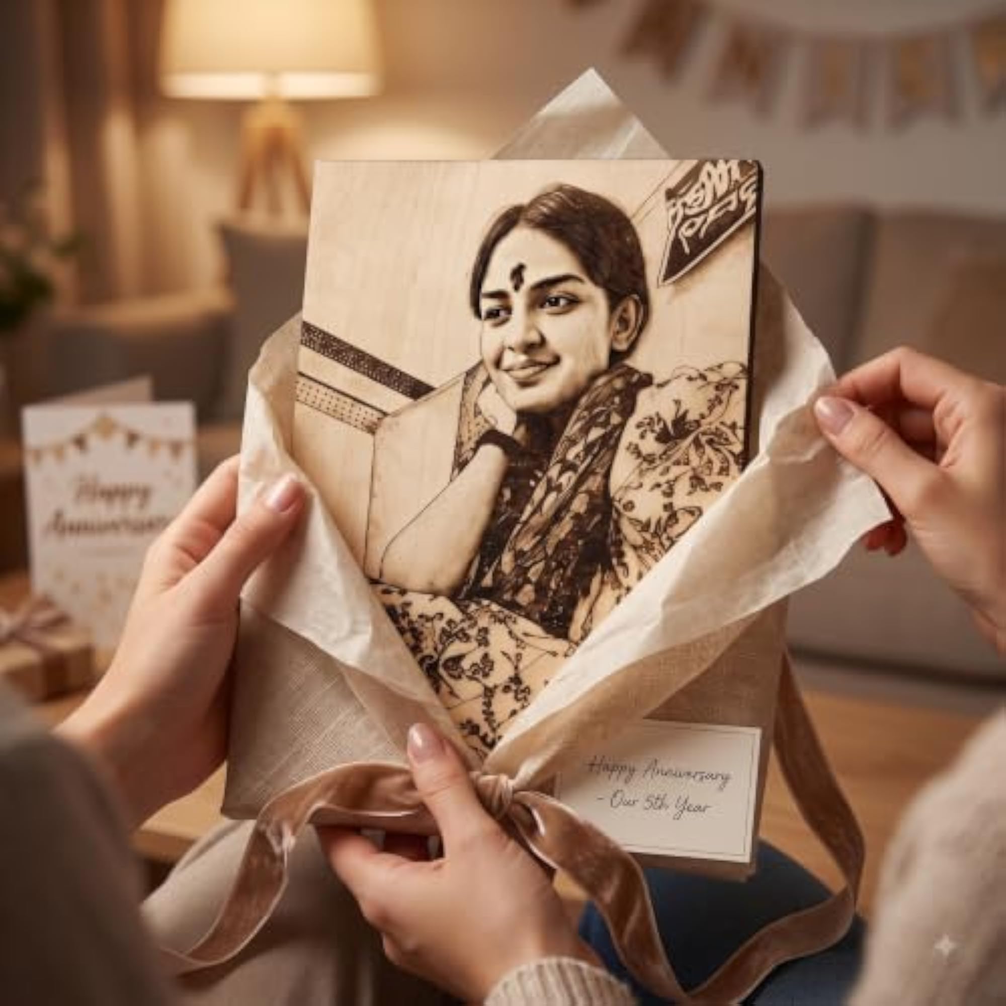 Personalized Wooden Photo Frame with Stand, Custom Engraved