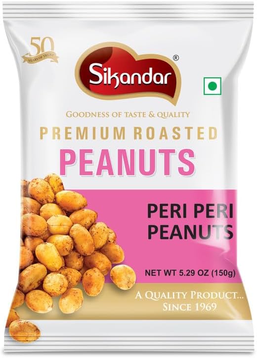 SIKANDAR Premium Roasted Peanuts 150g (Pack of 4) (600g, Peri Peri)