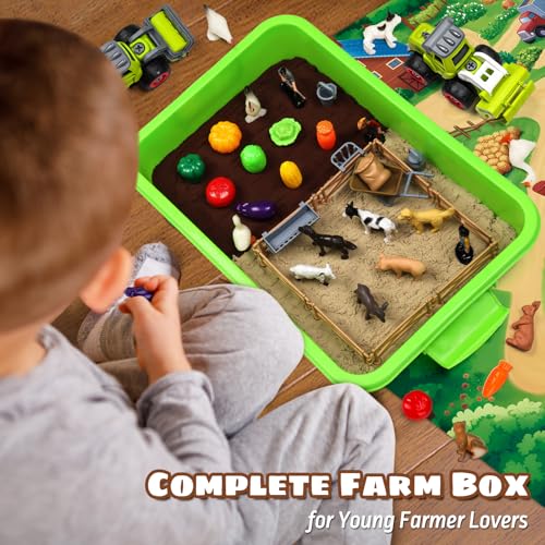 image for Aprilwolf 69 PCS Farm Sensory Bin Toys Playset, Sandboxes with Sand, F