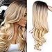 Produktbild ColorfulPanda Perücke Blond Damen, Ombre Blonde Lang Gewellt Gelockt Locken Natürlich Für Frauen, Alltag Anime Cosplay Kostümparty Halloween Karneval Wigs