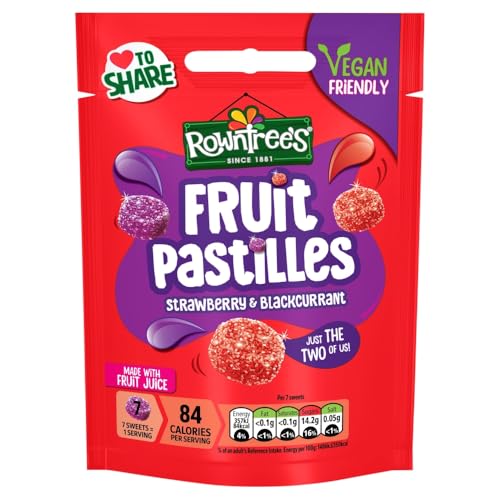 Rowntree's Fruit Pastilles Strawberry & Blackcurrant Vegan Friendly, 5.04 oz ℮ 143 g