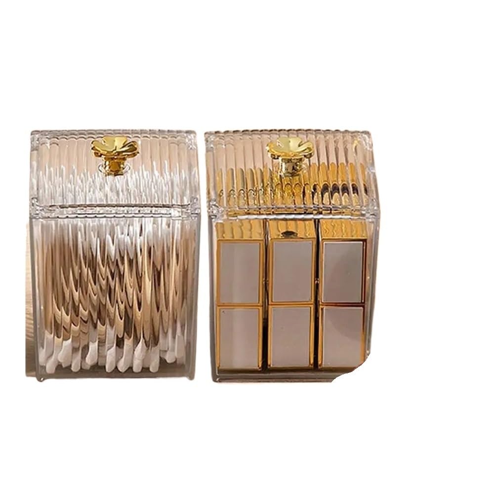 Lianxibag Transparent Makeup Storage Organizer Bathroom Jar Cotton Swab Square Container Puff Box Cosmetic