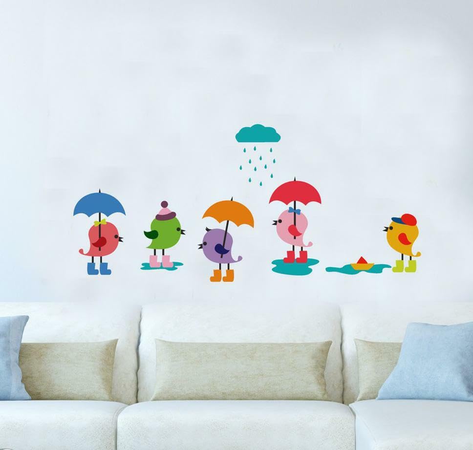 Decorative rain with Beautiful Bird Wall Sticker (PVC Vinyl)-image-46